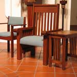 Custom mahogany presiders chair and table, Sacred Heart, Oceanside, CA.